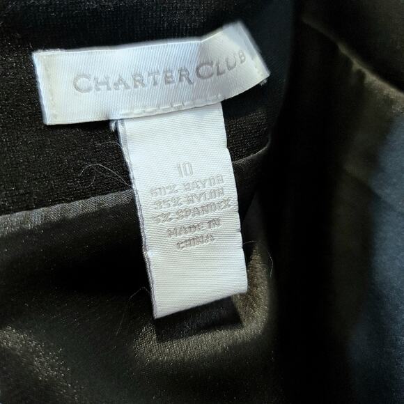 VTG Charter Club Pencil Skirt Sz 10 Skinny Belt Black Zip Slit Career Retro NEW - Picture 9 of 13